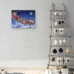 Santa's Flying Sleigh Canvas Art Print Christmas Art & Wall Decor