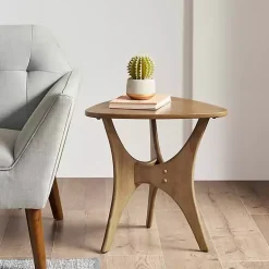 Kirklands Home Accent & End Tables|Savannah Wooden Triangle Accent Table Brown