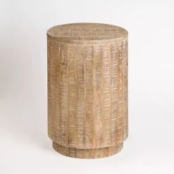 Kirklands Home Accent & End Tables|Sawmark Round Drum Accent Table Brown