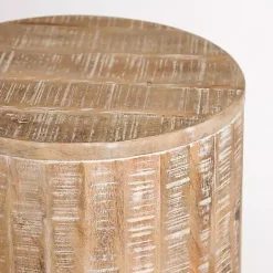 Kirklands Home Accent & End Tables|Sawmark Round Drum Accent Table Brown