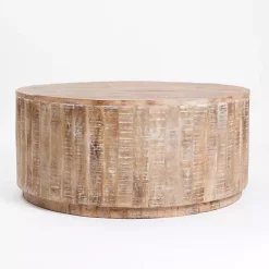 Kirklands Home Coffee Tables|Sawmark Round Drum Coffee Table Brown