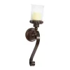 Scrolled Wrought Iron and Glass Hurricane Sconce Sconces