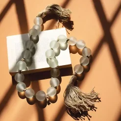 Best Sea Glass Beaded Garland with Tassels Decorative Accents