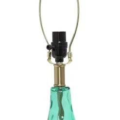 Kirklands Home Table Lamps|Seafoam Dimpled Glass Teardrop Table Lamp Blue
