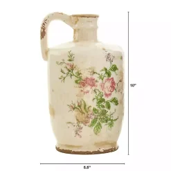 Sale Shabby Chic Ivory Floral Pitcher Vase Vases