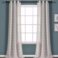 Kirklands Home Curtains & Drapes|Sheer Textured Curtain Panel Set, 84 in. Gray