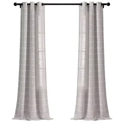 Kirklands Home Curtains & Drapes|Sheer Textured Curtain Panel Set, 84 in. Gray