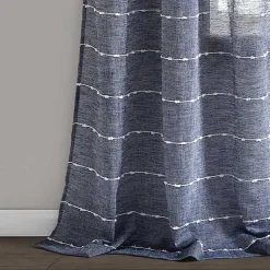 Kirklands Home Curtains & Drapes|Sheer Navy Textured Curtain Panel Set, 84 in. Blue