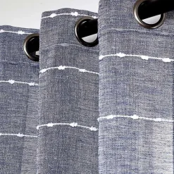 Kirklands Home Curtains & Drapes|Sheer Navy Textured Curtain Panel Set, 84 in. Blue