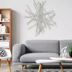 Kirklands Home Wall Plaques|Abstract Metal Bar Wall Plaque Silver