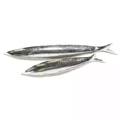 Outlet Aluminum Metallic Fish Trays, Set of 2 Decorative Trays