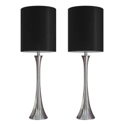 Kirklands Home Table Lamps|Silver and Tapered Table Lamps, Set of 2 Black