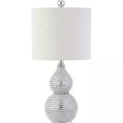 Kirklands Home Table Lamps|Silver and Chrome Textured Table Lamp White