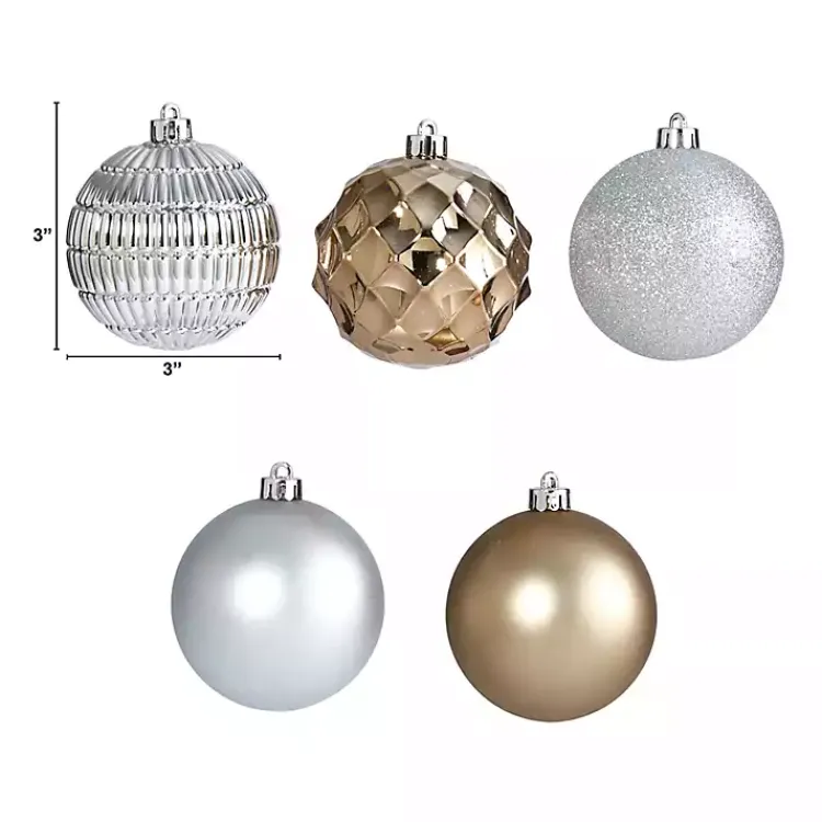 Sale Silver and Gold Shatterproof Ornaments, Set of 40 Christmas Ornaments