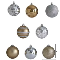 Online Silver and Gold Shatterproof Ornaments, Set of 64 Christmas Ornaments
