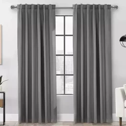 Kirklands Home Curtains & Drapes|Silver Baxter Blackout Curtain Panel, 95 in. Gray