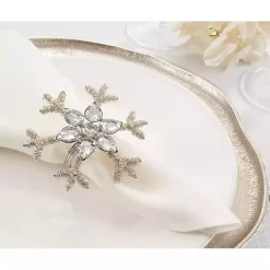 Kirklands Home Table Linens|Beaded Snowflake Napkin Rings, Set of 4 Silver