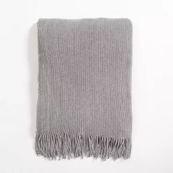 Discount Silver Blue Chenille Ribbed Throw Blankets & Throws