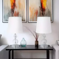 Kirklands Home Table Lamps|Silver Crystal Orb Table Lamps, Set of 2 White