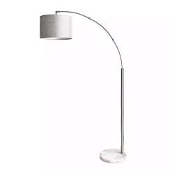 Kirklands Home Floor Lamps|Curved Floor Lamp with Marble Base Silver