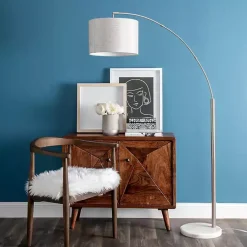 Kirklands Home Floor Lamps|Curved Floor Lamp with Marble Base Silver
