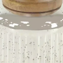 Sale Silver Glass Jars with Wooden Lids, Set of 3 Decorative Bowls & Jars