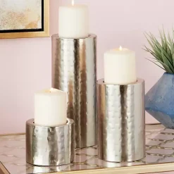 Clearance Hammered Metal Candle Holders, Set of 3 Candle Holders