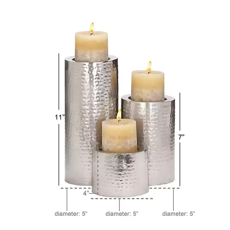 Clearance Hammered Metal Candle Holders, Set of 3 Candle Holders
