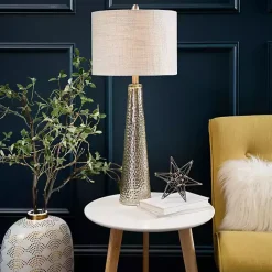 Kirklands Home Table Lamps|Silver Mercury Glass Cone Table Lamp White