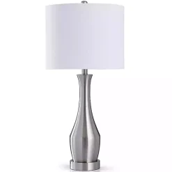 Kirklands Home Table Lamps|Silver Metal Taper Table Lamp White