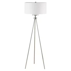 Kirklands Home Floor Lamps|Silver Metal Tripod Floor Lamp White