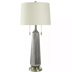 Kirklands Home Table Lamps|Silver Ribbed Glass Table Lamp White