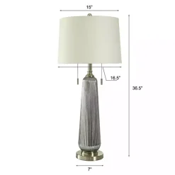 Kirklands Home Table Lamps|Silver Ribbed Glass Table Lamp White