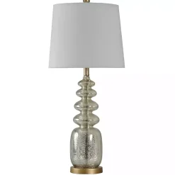 Kirklands Home Table Lamps|Silver Rounded Mercury Glass Table Lamp White