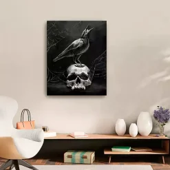 Skull & Raven Canvas Art Print, 24x30 Halloween
