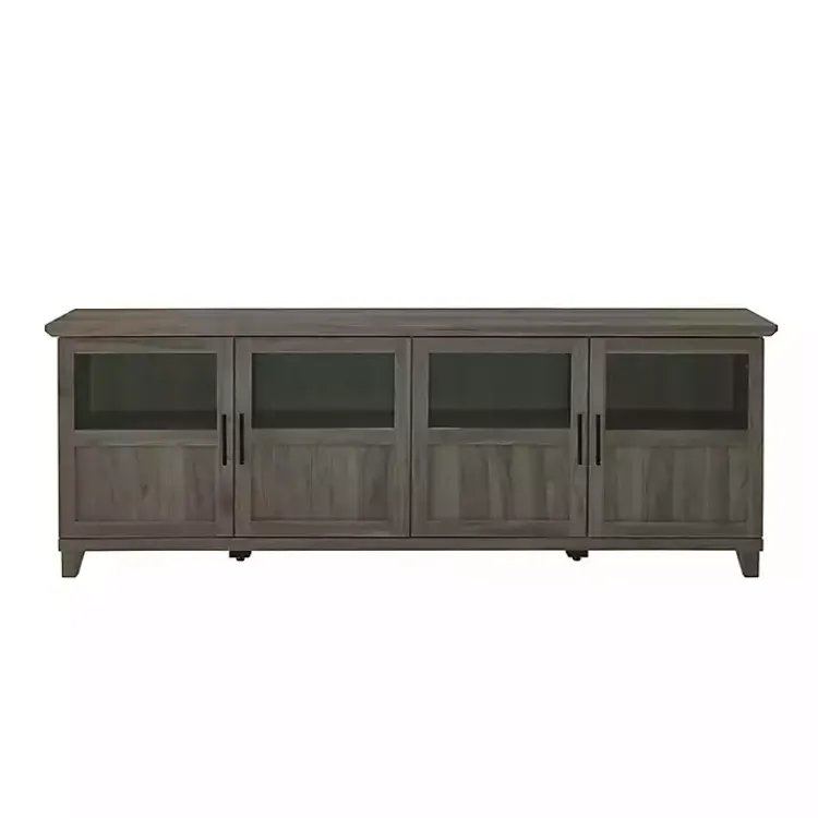 Kirklands Home Tv Stands & Media Consoles|Slate Glass Paneled Door TV Stand Gray