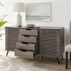 Kirklands Home Cabinets & Sideboards|Slate Slatted 4-Drawer Cabinet Gray