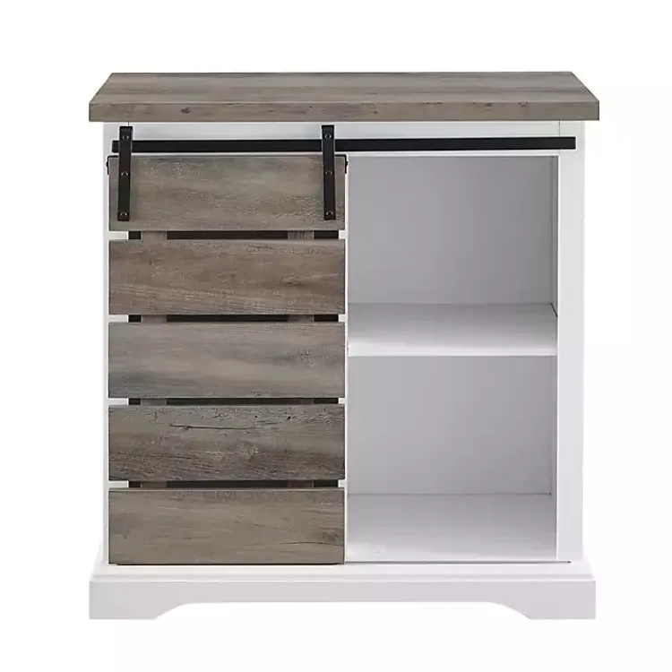 Kirklands Home Cabinets & Sideboards|Slatted Sliding Barn Door White and Cabinet Gray