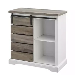Kirklands Home Cabinets & Sideboards|Slatted Sliding Barn Door White and Cabinet Gray