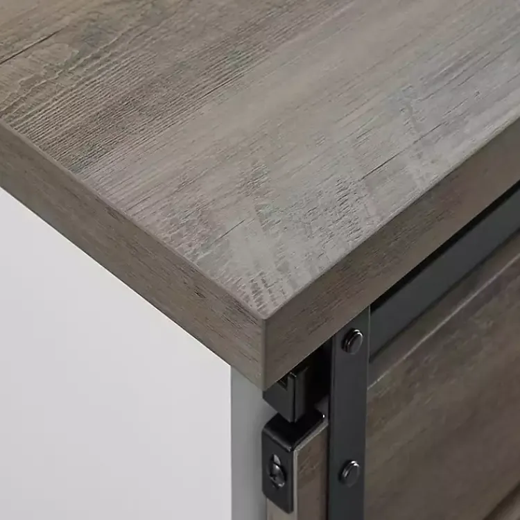 Kirklands Home Cabinets & Sideboards|Slatted Sliding Barn Door White and Cabinet Gray