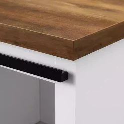 Kirklands Home Cabinets & Sideboards|Slatted Sliding Barn Door White and Oak Cabinet Brown