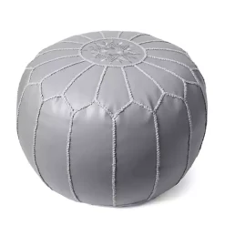 Best Smoke Moroccan Leather Pouf Poufs & Floor Cushions