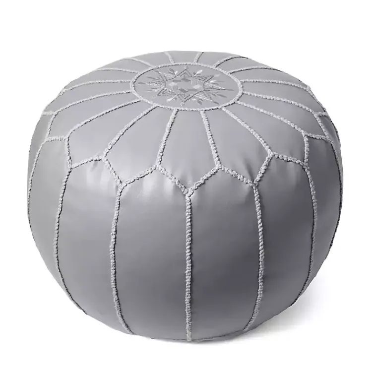 Best Smoke Moroccan Leather Pouf Poufs & Floor Cushions