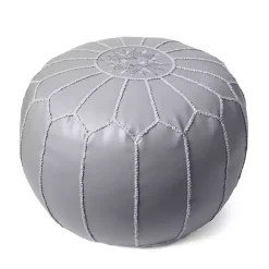 Best Smoke Moroccan Leather Pouf Poufs & Floor Cushions