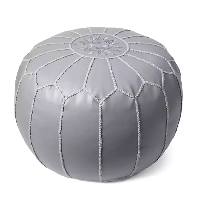Best Smoke Moroccan Leather Pouf Poufs & Floor Cushions