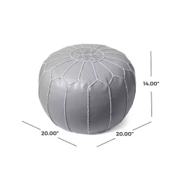 Best Smoke Moroccan Leather Pouf Poufs & Floor Cushions