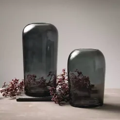 Smoked Glass Vase, 10 in. Vases