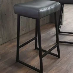 Kirklands Home Bar Stools & Counter Height Stools|Smokey Faux Leather Counter Stools, Set of 2 Gray