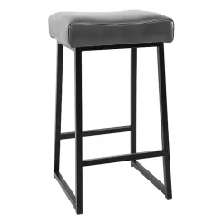 Kirklands Home Bar Stools & Counter Height Stools|Smokey Faux Leather Counter Stools, Set of 2 Gray