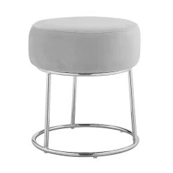 Kirklands Home Benches & Ottomans|Smokey Velvet Vanity Stool Gray